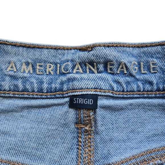 American Eagle Jeans Womens 0 Short Blue Stovepipe Strigid Mid Rise Distressed - Picture 12 of 16